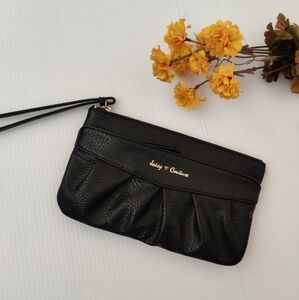Juicy Couture Black Pleated Clutch Wristlet